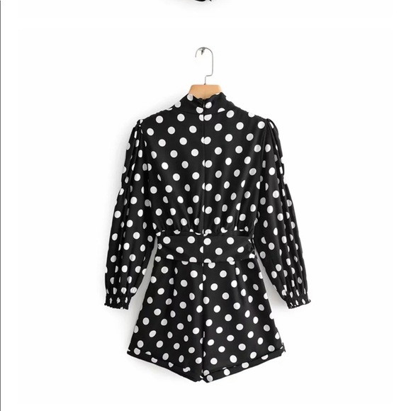 Polka Dot Romper in Black - Picture 4 of 8